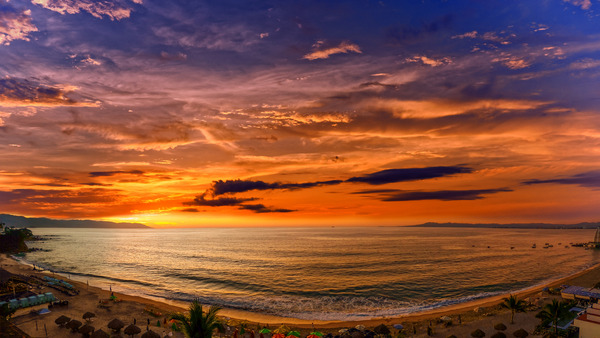 colorful sunset in Puerto Vallarta, Mexico